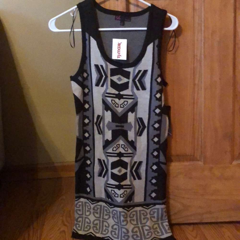Black and Grey patterned sweater tank top or dress